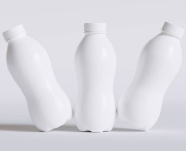 Süt Plastik Şişe Beyaz Renk ve 3 boyutlu gerçekçi doku