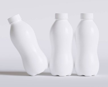 Süt Plastik Şişe Beyaz Renk ve 3 boyutlu gerçekçi doku