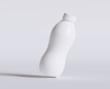 Süt Plastik Şişe Beyaz Renk ve 3 boyutlu gerçekçi doku
