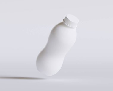 Süt Plastik Şişe Beyaz Renk ve 3 boyutlu gerçekçi doku