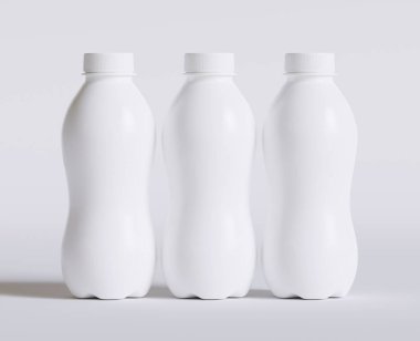 Süt Plastik Şişe Beyaz Renk ve 3 boyutlu gerçekçi doku