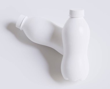 Süt Plastik Şişe Beyaz Renk ve 3 boyutlu gerçekçi doku