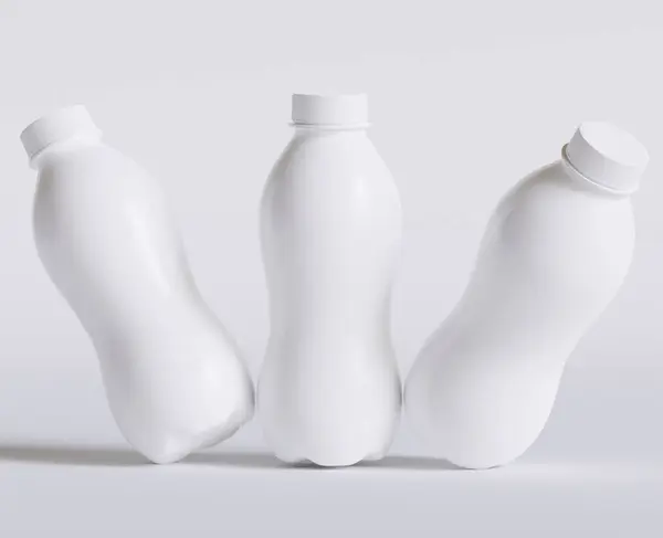 Süt Plastik Şişe Beyaz Renk ve 3 boyutlu gerçekçi doku