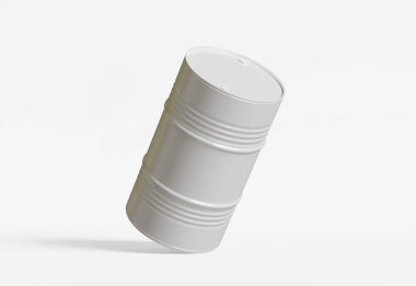 Davul kutusu beyaz renk yağ varili gerçekçi dokusu 3 boyutlu resimleme