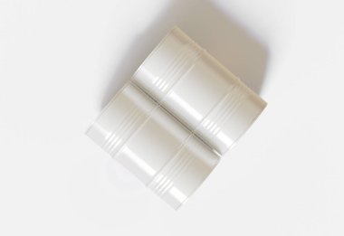 Davul kutusu beyaz renk yağ varili gerçekçi dokusu 3 boyutlu resimleme