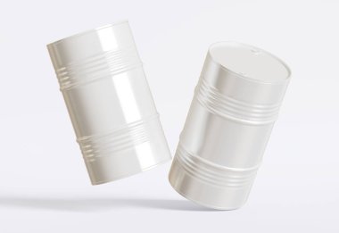 Davul kutusu beyaz renk yağ varili gerçekçi dokusu 3 boyutlu resimleme