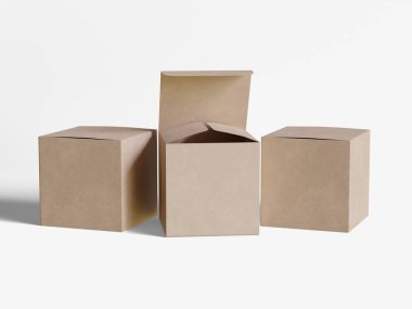 Kare kutu paketleme beyaz arka plan renkli karton kağıt gerçekçi desenli