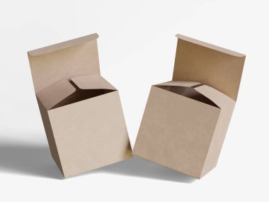 Kare kutu paketleme beyaz arka plan renkli karton kağıt gerçekçi desenli