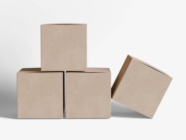 Kare kutu paketleme beyaz arka plan renkli karton kağıt gerçekçi desenli