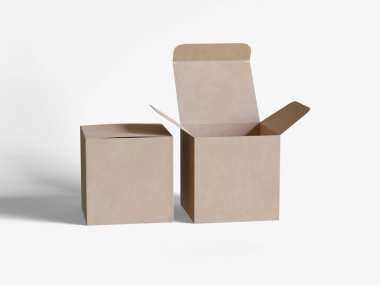 Kare kutu paketleme beyaz arka plan renkli karton kağıt gerçekçi desenli
