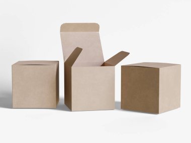 Kare kutu paketleme beyaz arka plan renkli karton kağıt gerçekçi desenli