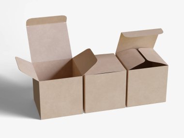 Kare kutu paketleme beyaz arka plan renkli karton kağıt gerçekçi desenli
