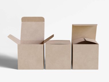 Kare kutu paketleme beyaz arka plan renkli karton kağıt gerçekçi desenli