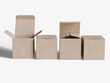 Kare kutu paketleme beyaz arka plan renkli karton kağıt gerçekçi desenli