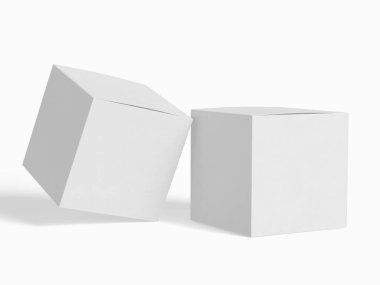 Kare kutu paketleme beyaz arka plan renkli karton kağıt gerçekçi desenli