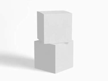 Kare kutu paketleme beyaz arka plan renkli karton kağıt gerçekçi desenli