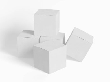Kare kutu paketleme beyaz arka plan renkli karton kağıt gerçekçi desenli