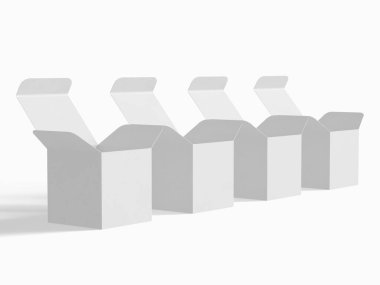 Kare kutu paketleme beyaz arka plan renkli karton kağıt gerçekçi desenli