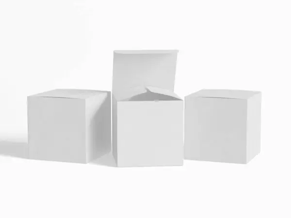 Caja Cuadrada Embalaje Papel Cartón Color Redondo Blanco Con Textura — Foto de Stock