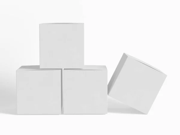 Square Box Packaging White Backround Color Cardboard Paper Realistic Texture — Stock Photo, Image