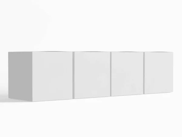 Square Box Balení Bílá Pozadí Barva Lepenkový Papír Realistickou Texturou — Stock fotografie