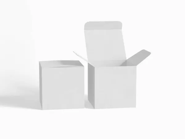 Square box packaging white backround color cardboard paper with realistic texture
