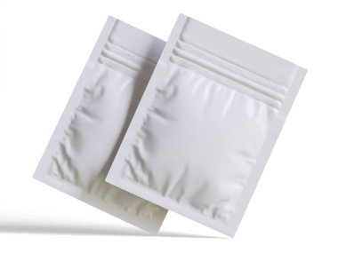 Paketleme kesesi beyaz renkli gerçekçi doku 3 boyutlu resimleme