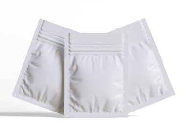 Paketleme kesesi beyaz renkli gerçekçi doku 3 boyutlu resimleme