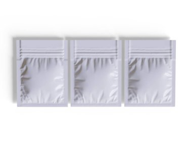 Paketleme kesesi beyaz renkli gerçekçi doku 3 boyutlu resimleme