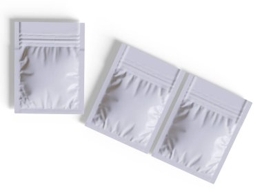 Paketleme kesesi beyaz renkli gerçekçi doku 3 boyutlu resimleme