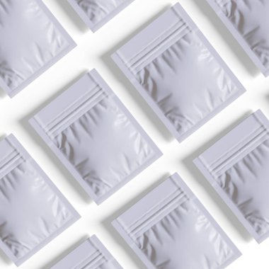 Paketleme kesesi beyaz renkli gerçekçi doku 3 boyutlu resimleme