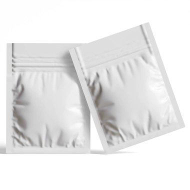 Paketleme kesesi beyaz renkli gerçekçi doku 3 boyutlu resimleme