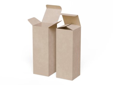 Gerçekçi desenli beyaz arkaplan karton kağıt paketleme kutusu