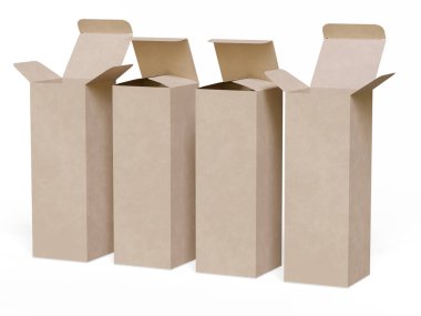 Gerçekçi desenli beyaz arkaplan karton kağıt paketleme kutusu