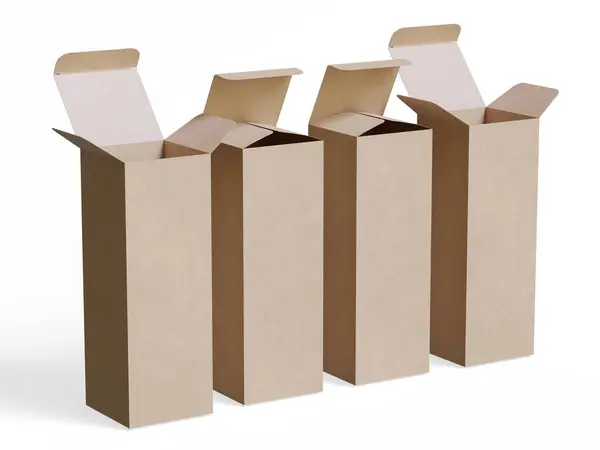 Gerçekçi desenli beyaz arkaplan karton kağıt paketleme kutusu