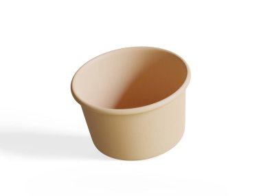  Beyaz arka planda izole edilmiş gıda veya tek kullanımlık kese için konteynır 3 boyutlu gerçekçi illüstrasyon