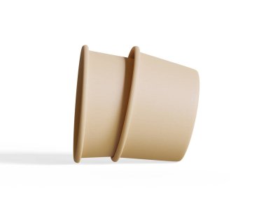  Beyaz arka planda izole edilmiş gıda veya tek kullanımlık kese için konteynır 3 boyutlu gerçekçi illüstrasyon