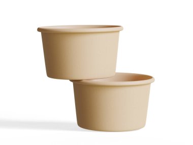  Beyaz arka planda izole edilmiş gıda veya tek kullanımlık kese için konteynır 3 boyutlu gerçekçi illüstrasyon