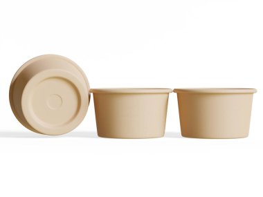  Beyaz arka planda izole edilmiş gıda veya tek kullanımlık kese için konteynır 3 boyutlu gerçekçi illüstrasyon