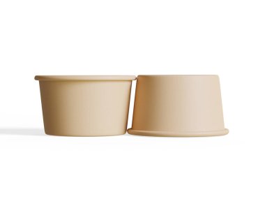  Beyaz arka planda izole edilmiş gıda veya tek kullanımlık kese için konteynır 3 boyutlu gerçekçi illüstrasyon