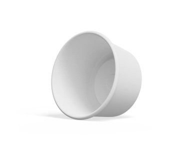  Model koleksiyonu için dondurma kabı, beyaz arka planda izole edilmiş tek kullanımlık kraft kağıt kase 3D resimleme 