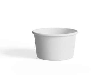  Model koleksiyonu için dondurma kabı, beyaz arka planda izole edilmiş tek kullanımlık kraft kağıt kase 3D resimleme 