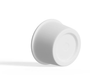  Model koleksiyonu için dondurma kabı, beyaz arka planda izole edilmiş tek kullanımlık kraft kağıt kase 3D resimleme 