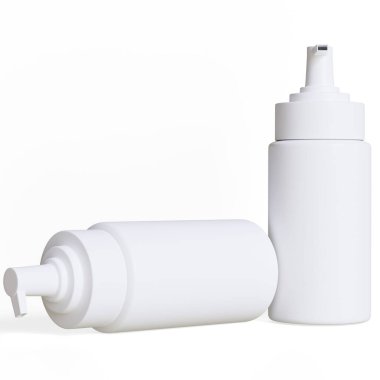 Gerçekçi kozmetik ambalaj şişesi beyaz arkaplan, üç boyutlu resimleme 