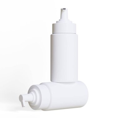 Gerçekçi kozmetik ambalaj şişesi beyaz arkaplan, üç boyutlu resimleme 