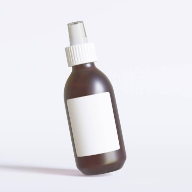 Beyaz Arkaplan 'da izole edilmiş Cam Şekerli Kehribar Düşüren Şişe Modeli. 3B Görüntü