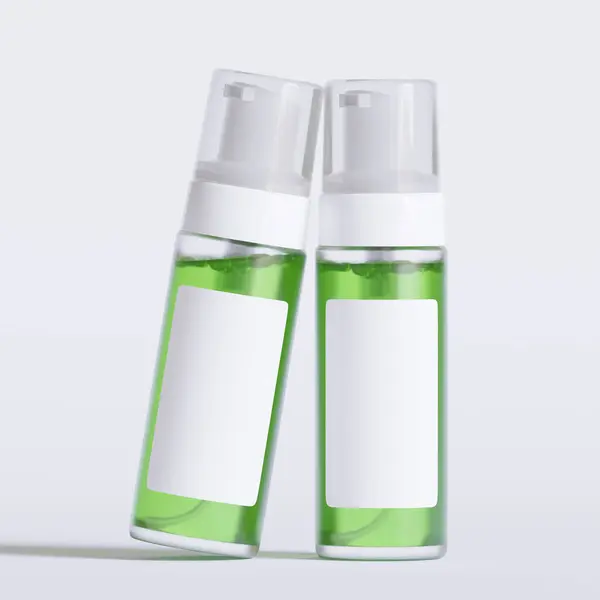 Glass Bottle Cosmetic Rendering Software Illustration Label White Color Realistic — Stock Photo, Image