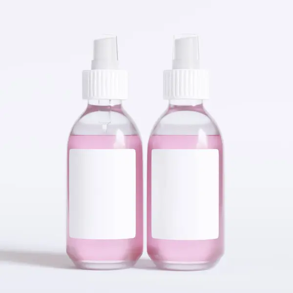Glass Bottle Cosmetic Rendering Software Illustration Label White Color Realistic — Stock Photo, Image