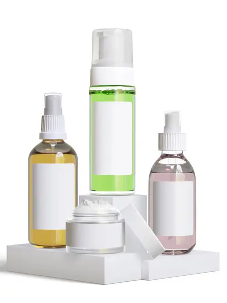 Realistic Cosmetic Bottle White Background Liquid Cosmetic Bottle Redering — Stock Photo, Image