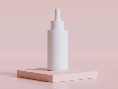 Realistic cosmetic packaging, Beauty product container set, plastic bottle illustration blank. spray bottle, cream tube and jar mockup collection on the podium 3D. Clear spa hygiene object